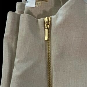 Calvin Klein women sleeveless oatmeal cream dress size 12 w/ Gold zipper